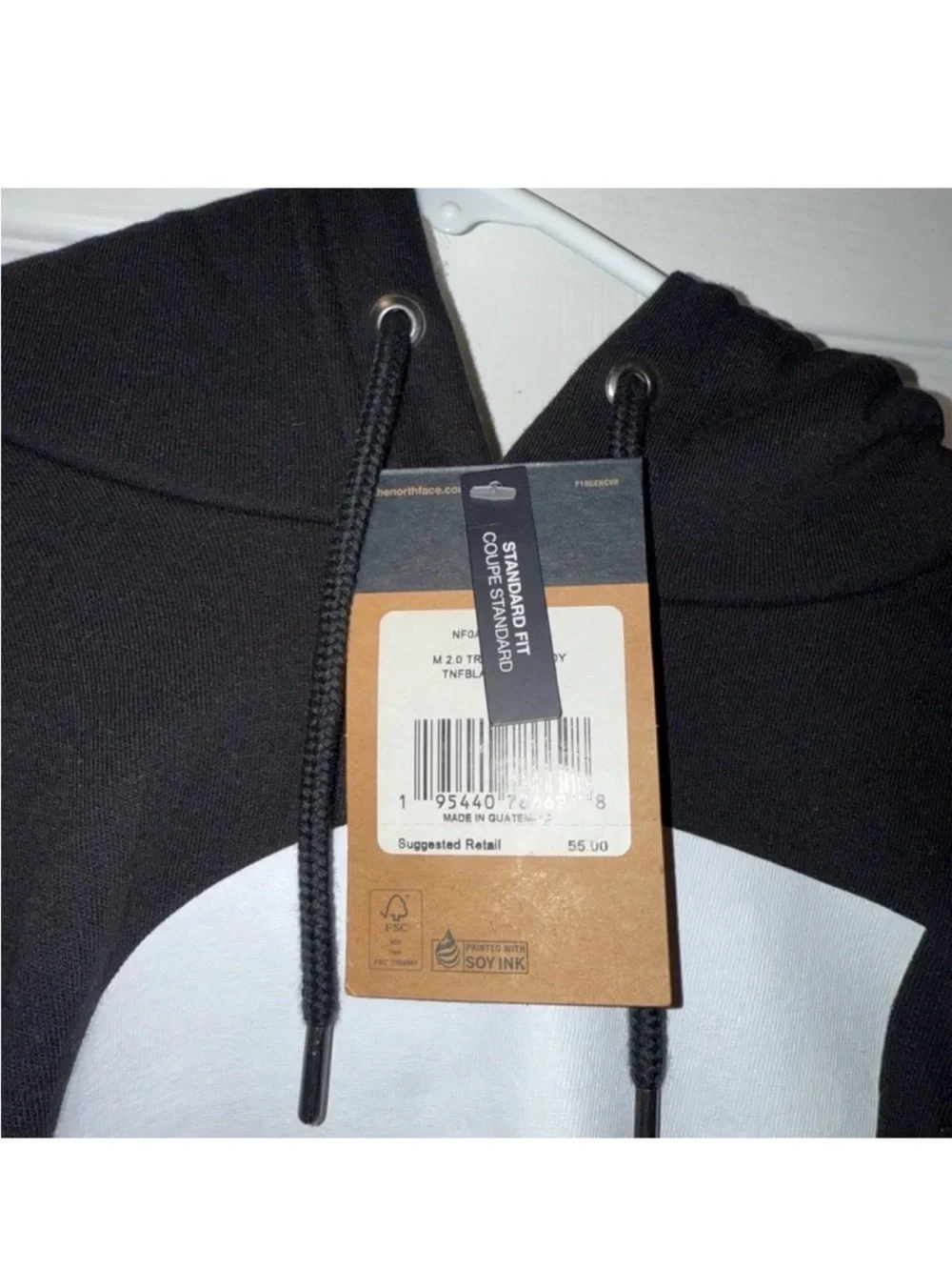 The North Face Men’s Black Hoodie with White Vertical Logo
